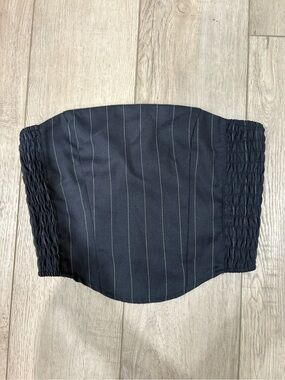 HM navy Pinstripe Smocked Bustier Top